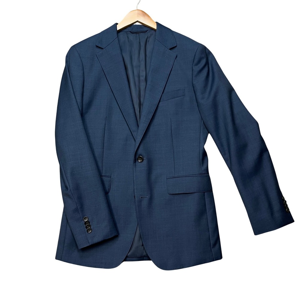 Bonobos Blazer Mens 38L Navy Blue Long Sleeve Slim Fit Worsted Wool Sport Coat